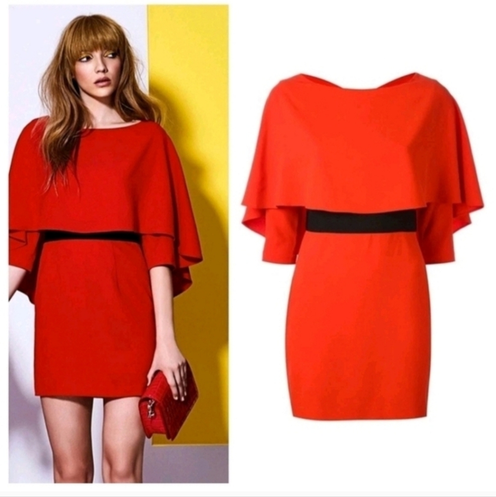 Alice +  Olivia Cairo Cape-back Crepe Mini Dress Size 6
